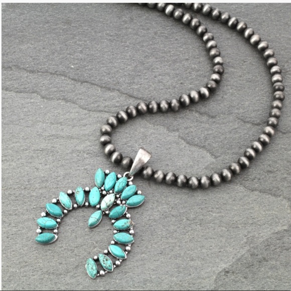 Jewelry - Squash Blossom Naja Faux Turquoise Necklace